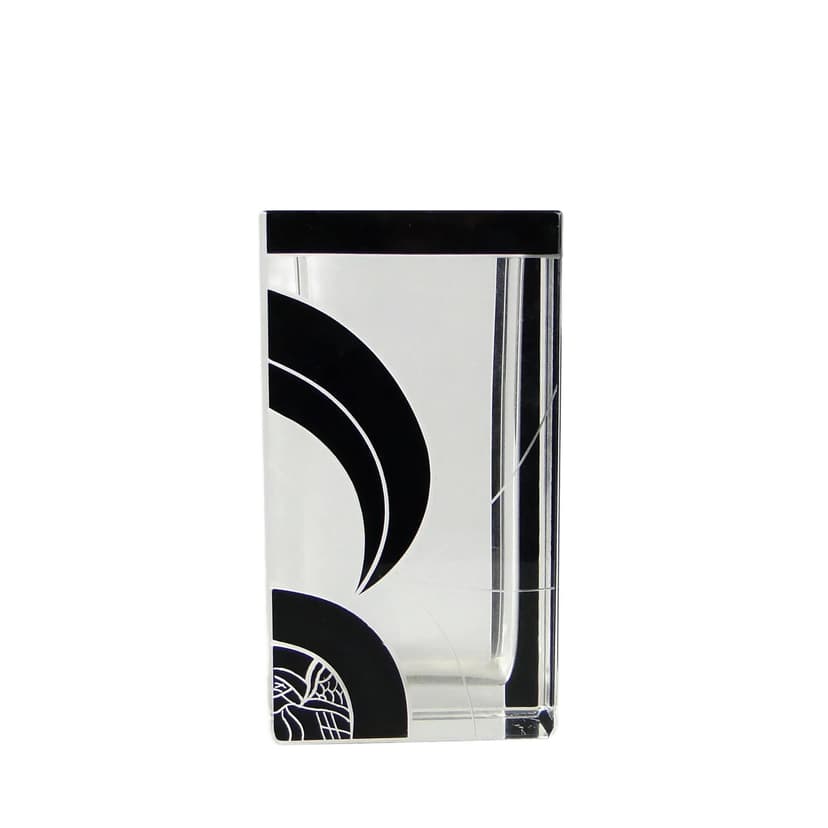 Wazon Art Deco, kryształ transparentny, czarna emalia, proj. K. Palda, Czechy, lata 30.