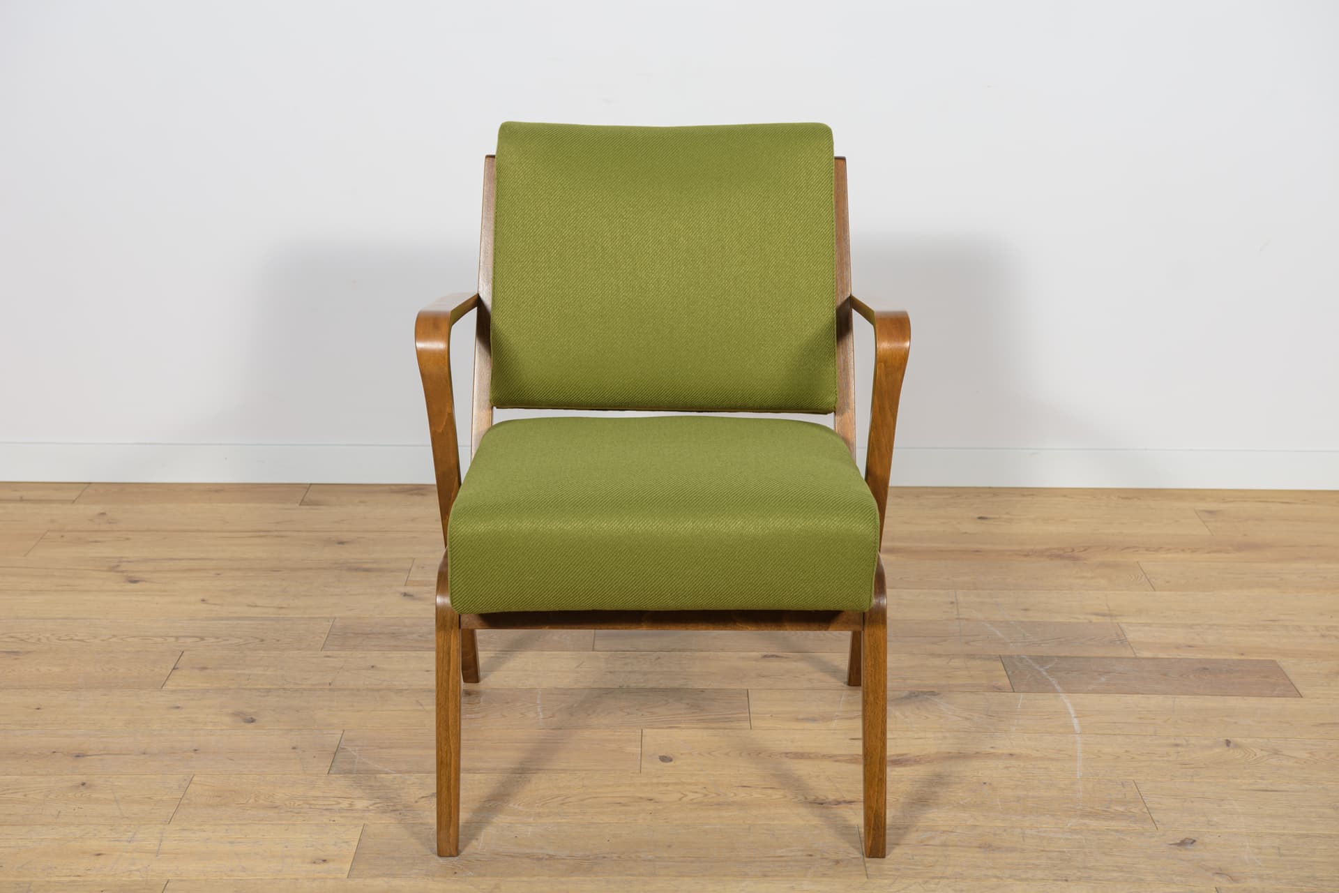Armchair 53693, wood, green wool, by S. Selmanagic, Deutsche Werkstätten Hellerau, Germany, 1960s. - 166888