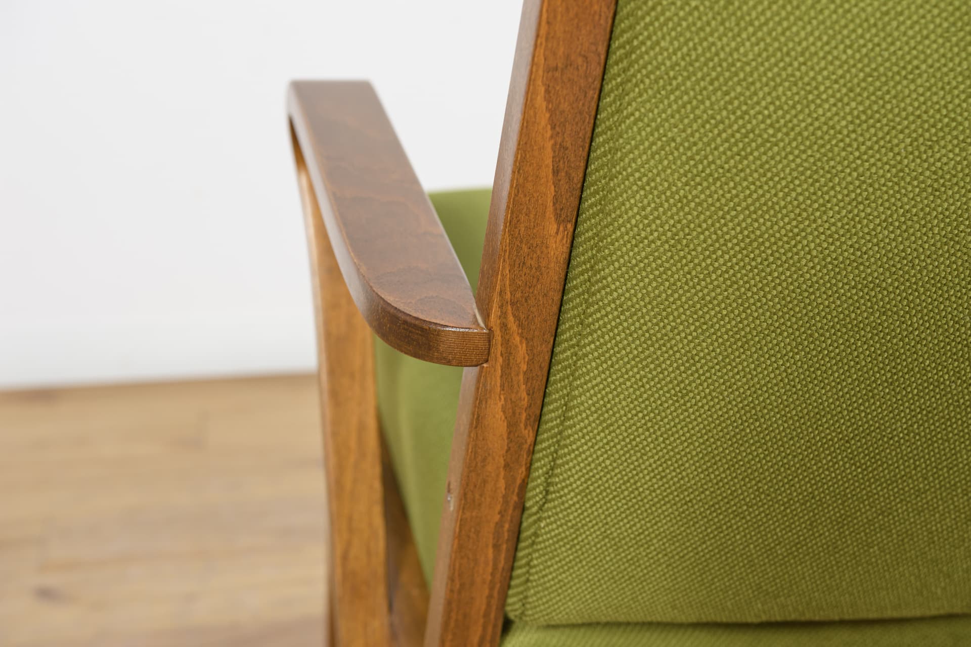 Armchair 53693, wood, green wool, by S. Selmanagic, Deutsche Werkstätten Hellerau, Germany, 1960s. - 166901