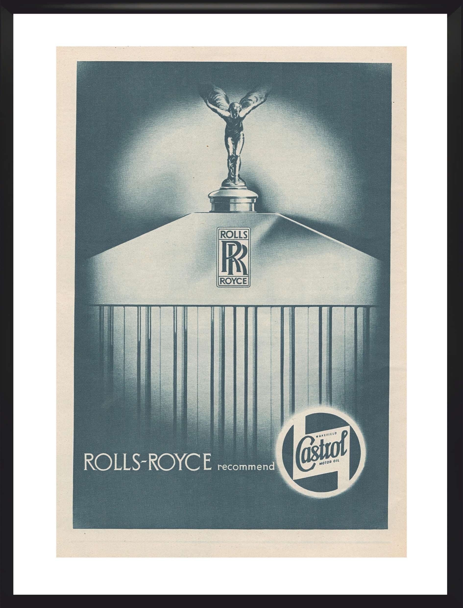 Plakat reklamowy Rolls-Royce 30x40 cm, niebieskoszary, Wielka Brytania, lata 40. - 166903