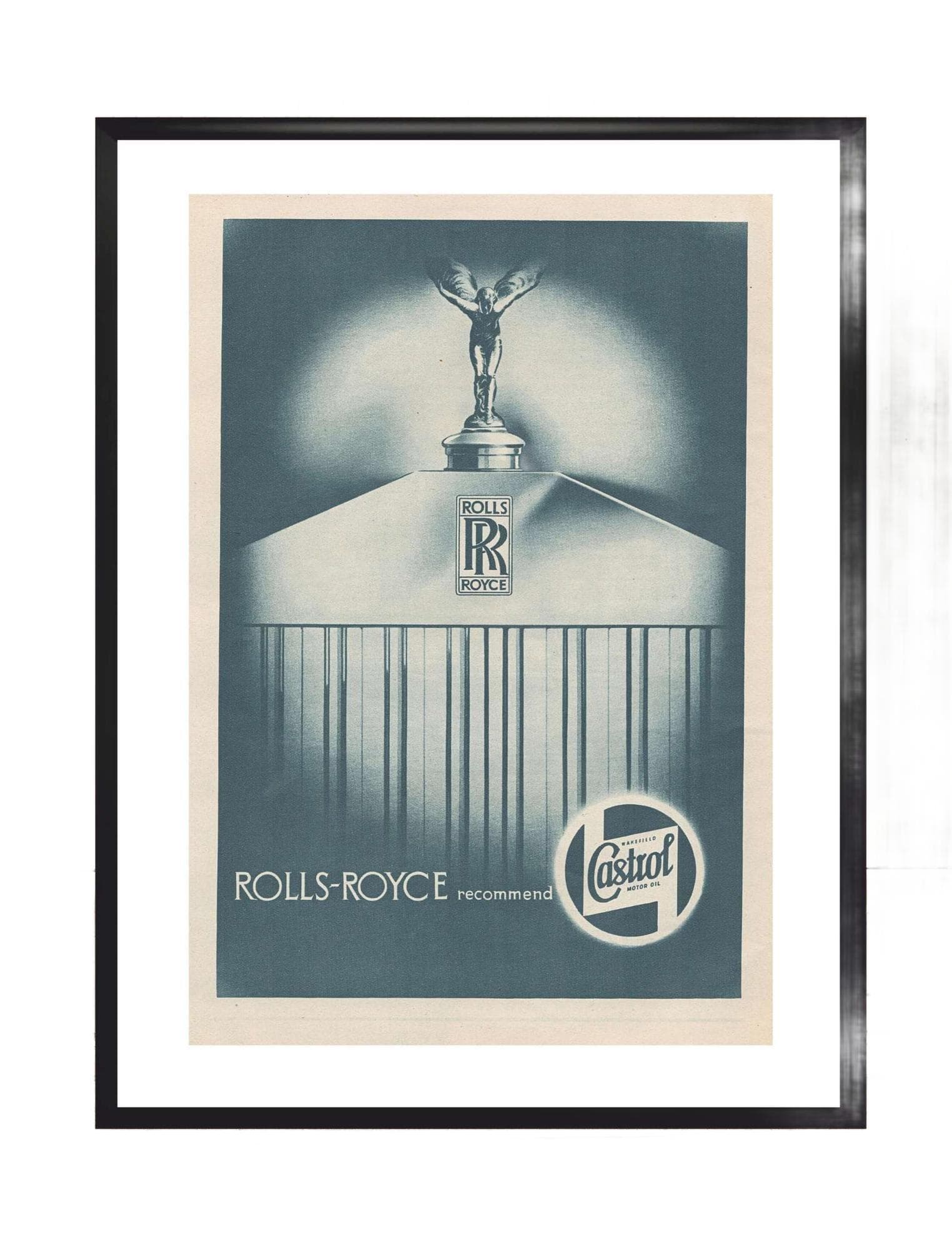 Plakat reklamowy Rolls-Royce 30x40 cm, niebieskoszary, Wielka Brytania, lata 40. - 167378