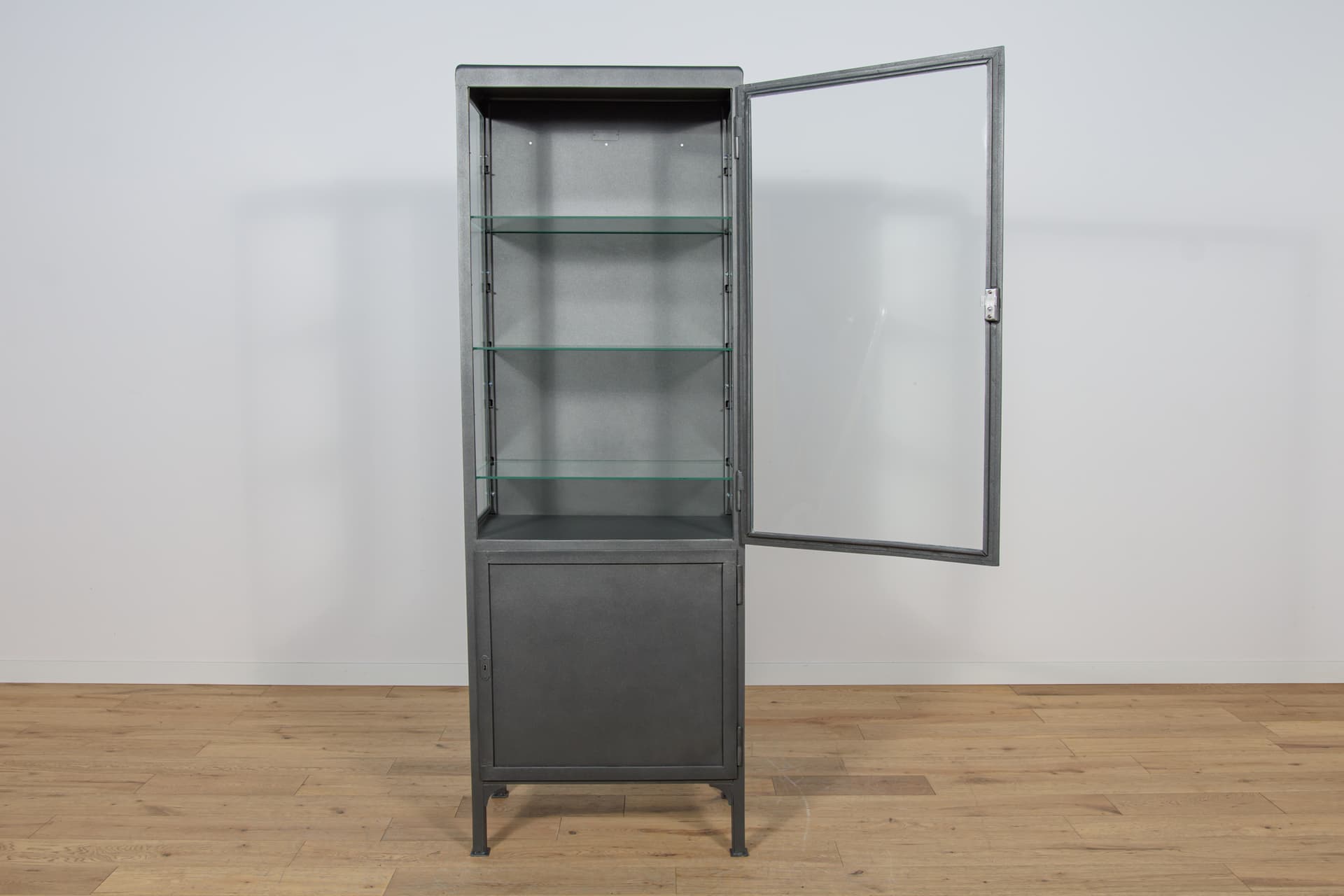 Medical cabinet, grey metal, Poland, 1950s. - 166912