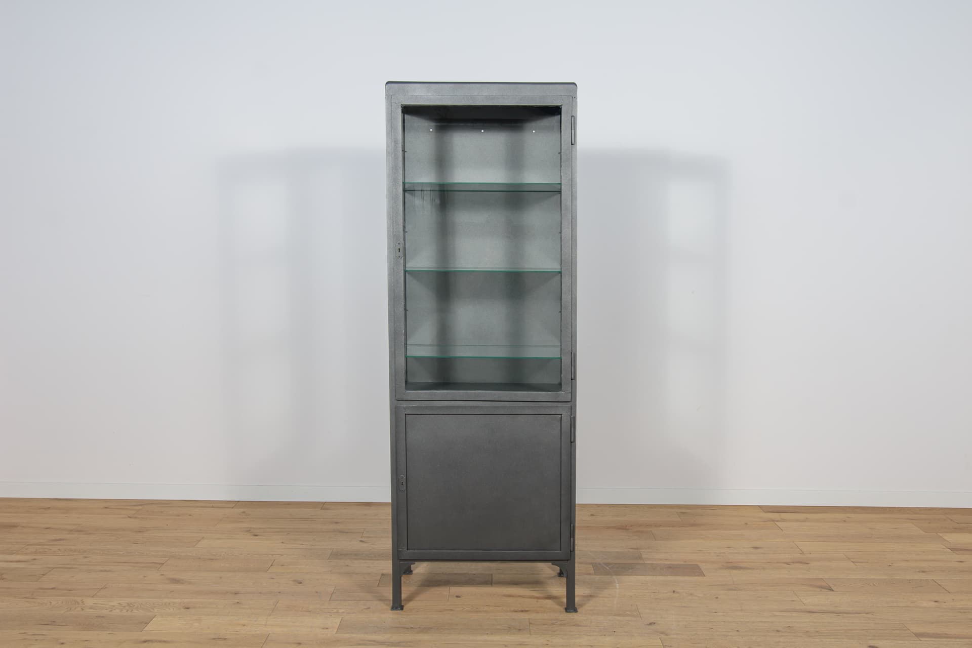 Medical cabinet, grey metal, Poland, 1950s. - 166906