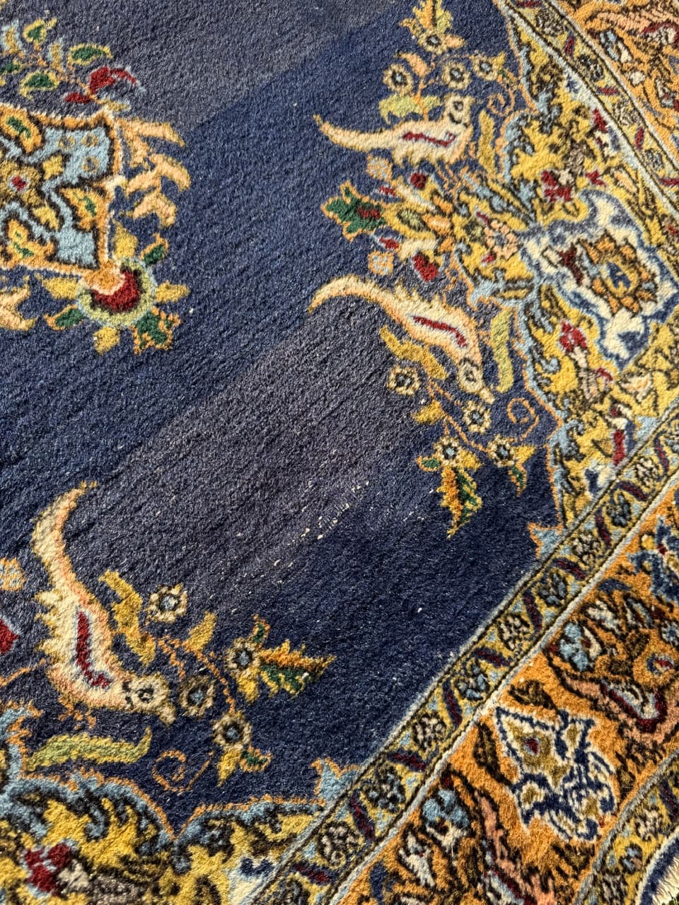 Rug Ghoum/Qom 167x106 cm, navy blue, wool, Iran, 1950s. - 167072