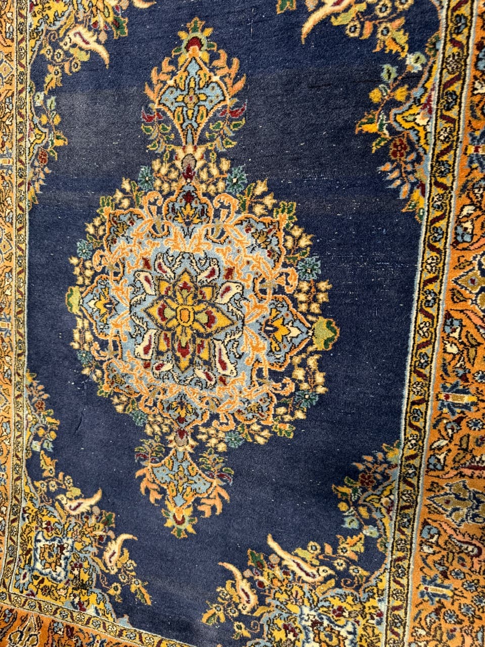 Rug Ghoum/Qom 167x106 cm, navy blue, wool, Iran, 1950s. - 167077
