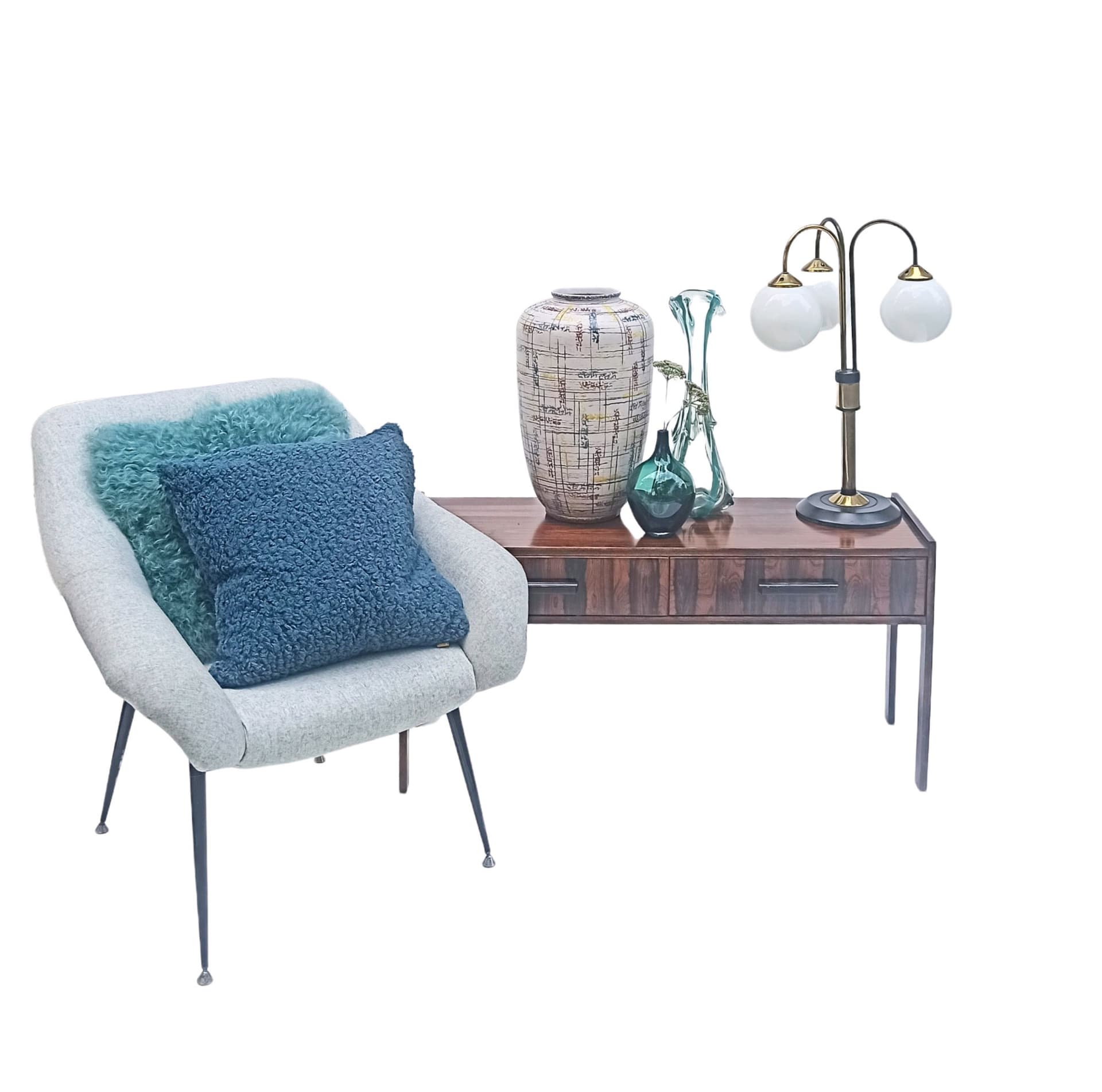 Fotel w kolorze szarym, model Ewa, Polska, lata 60. - 167144