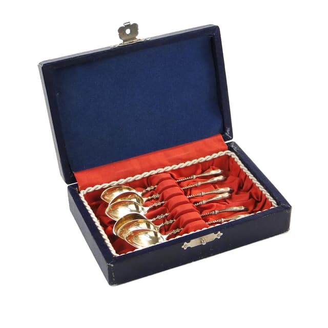 Silver Tea Spoon Set with Hoof Handles, Koch & Bergfeld Bremen, Germany, 1880s - DIMENSION