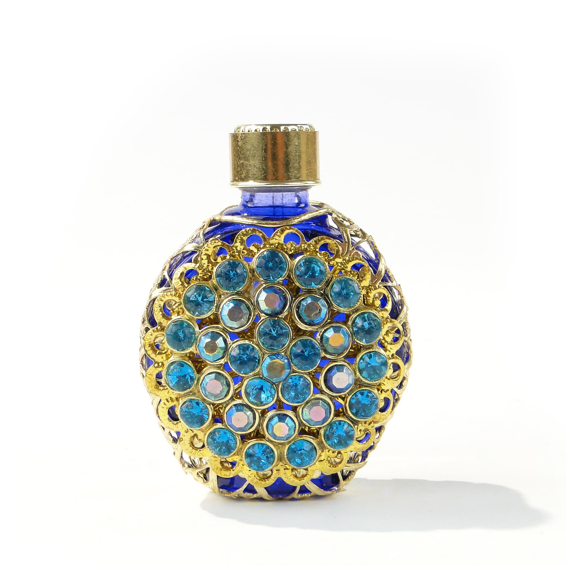 Flakon na perfumy wysadzany kamieniami, lata 50.