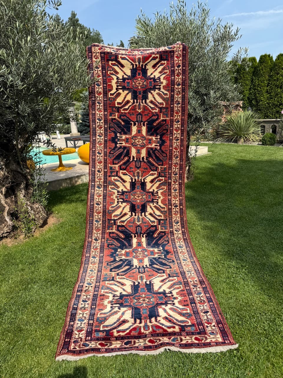 Chodnik Heriz 332x108 cm, multikolor, wełna, Iran, lata 30. - 167318
