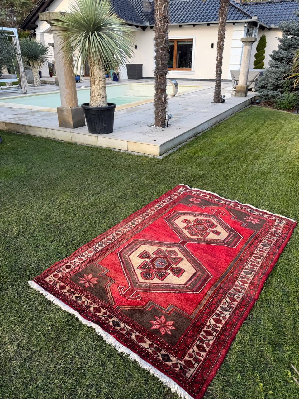 Rug Hamadan, red, wool, Iran, 1990s. - 167356