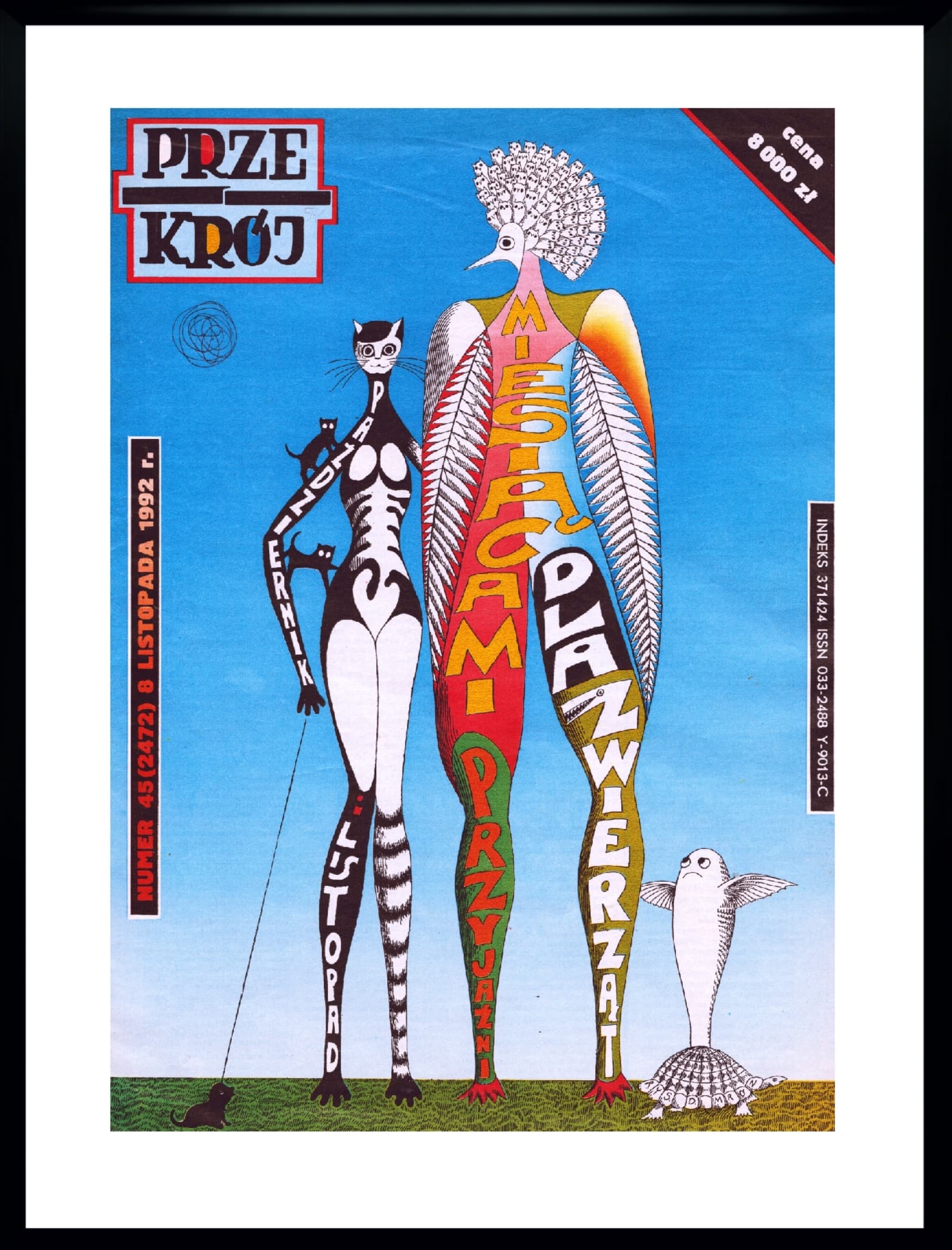 Grafika ścienna PRZEKRÓJ 30x40 cm, multikolor, aut. D. Mróz, Polska, lata 90.