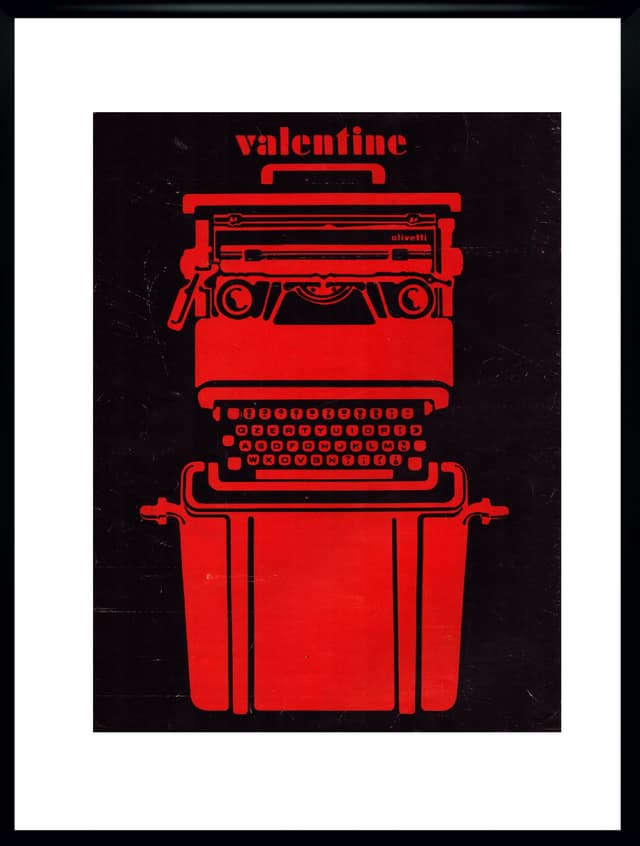 Plakat reklamowy Olivetti Valentine 30x40 cm, czarny, papier, Włochy, lata 70. - WYMIARY