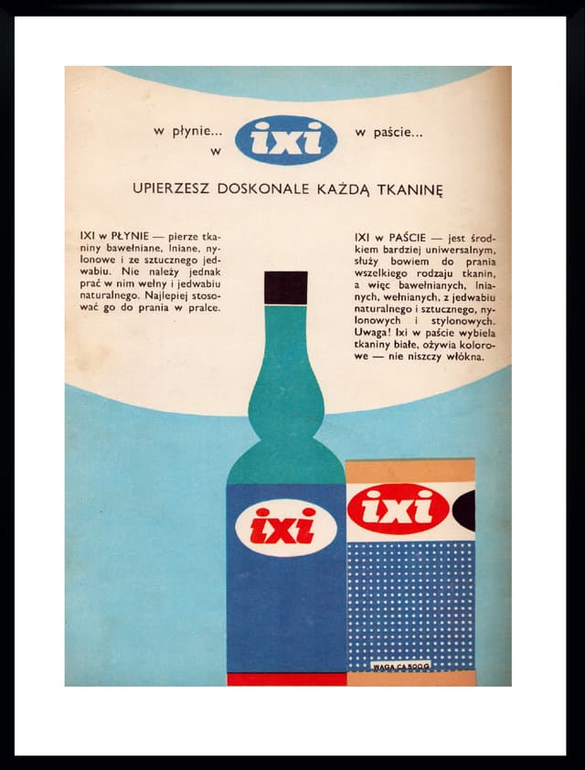 Plakat reklamowy IXI, multikolor, papier, Polska, lata 60., 40x30 cm - WYMIARY