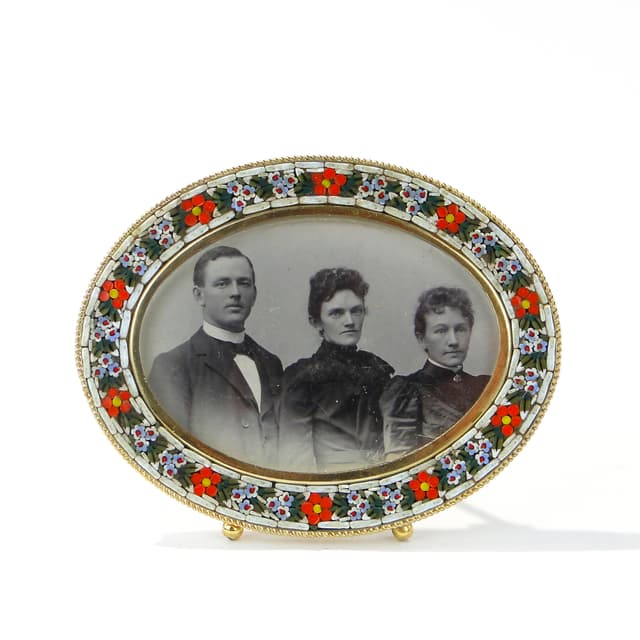 Eliptyczna ramka z mozaika millefiori Włochy 1960 - WYMIARY