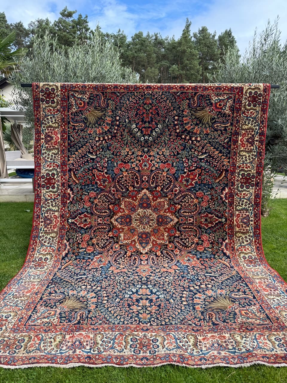 Persian rug Farahan, navy blue, wool, Iran, 1930s. - 167570
