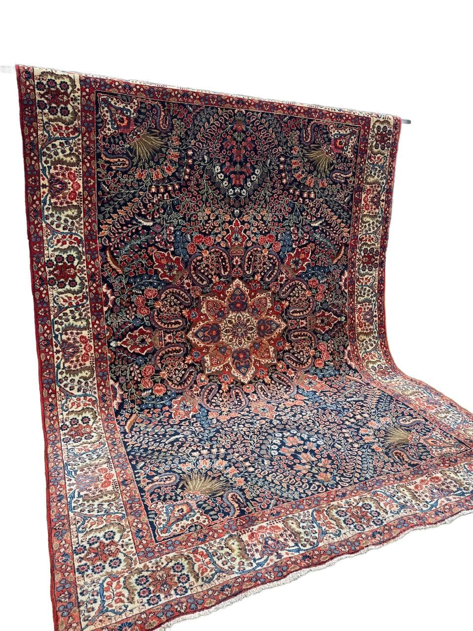 Persian rug Farahan, navy blue, wool, Iran, 1930s.