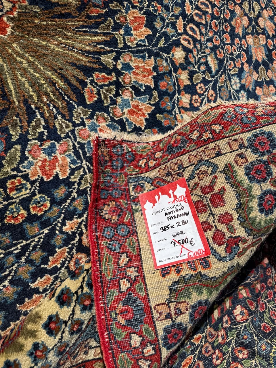 Persian rug Farahan, navy blue, wool, Iran, 1930s. - 167579