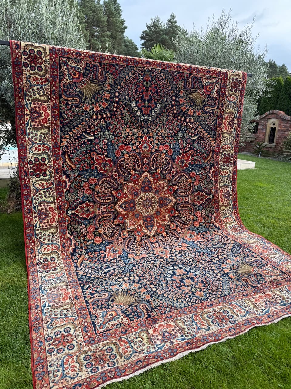 Persian rug Farahan, navy blue, wool, Iran, 1930s. - 167569