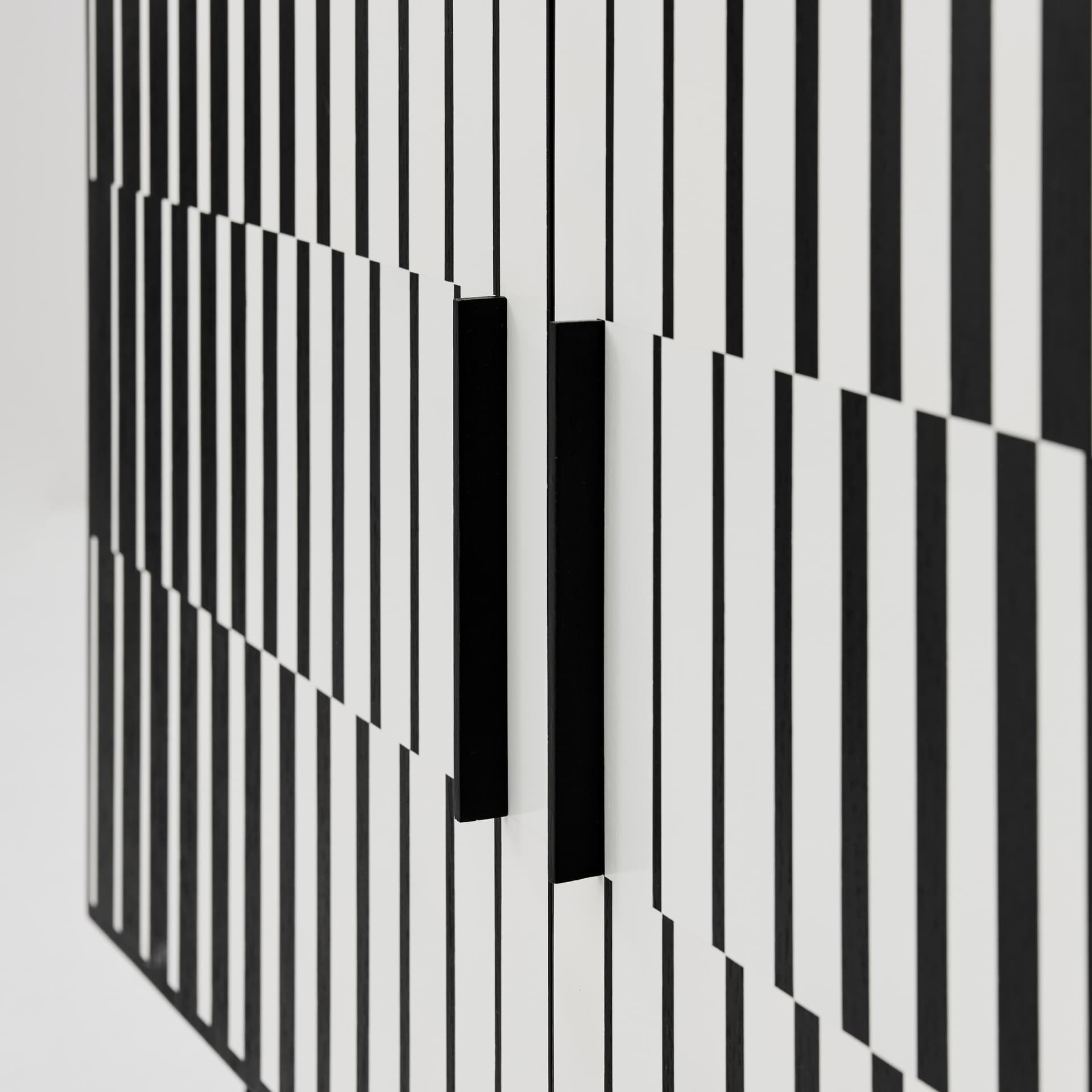 Komoda op-art, czarny, dąb stal, lata 60. - 167622