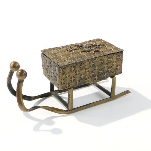 Francuskie pudełko na biżuterię w kształcie sani, XIX w - WYMIARY