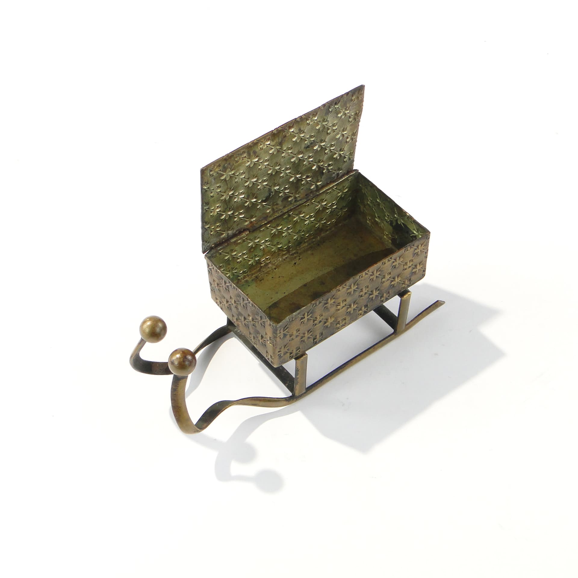 Francuskie pudełko na biżuterię w kształcie sani, XIX w - 167660