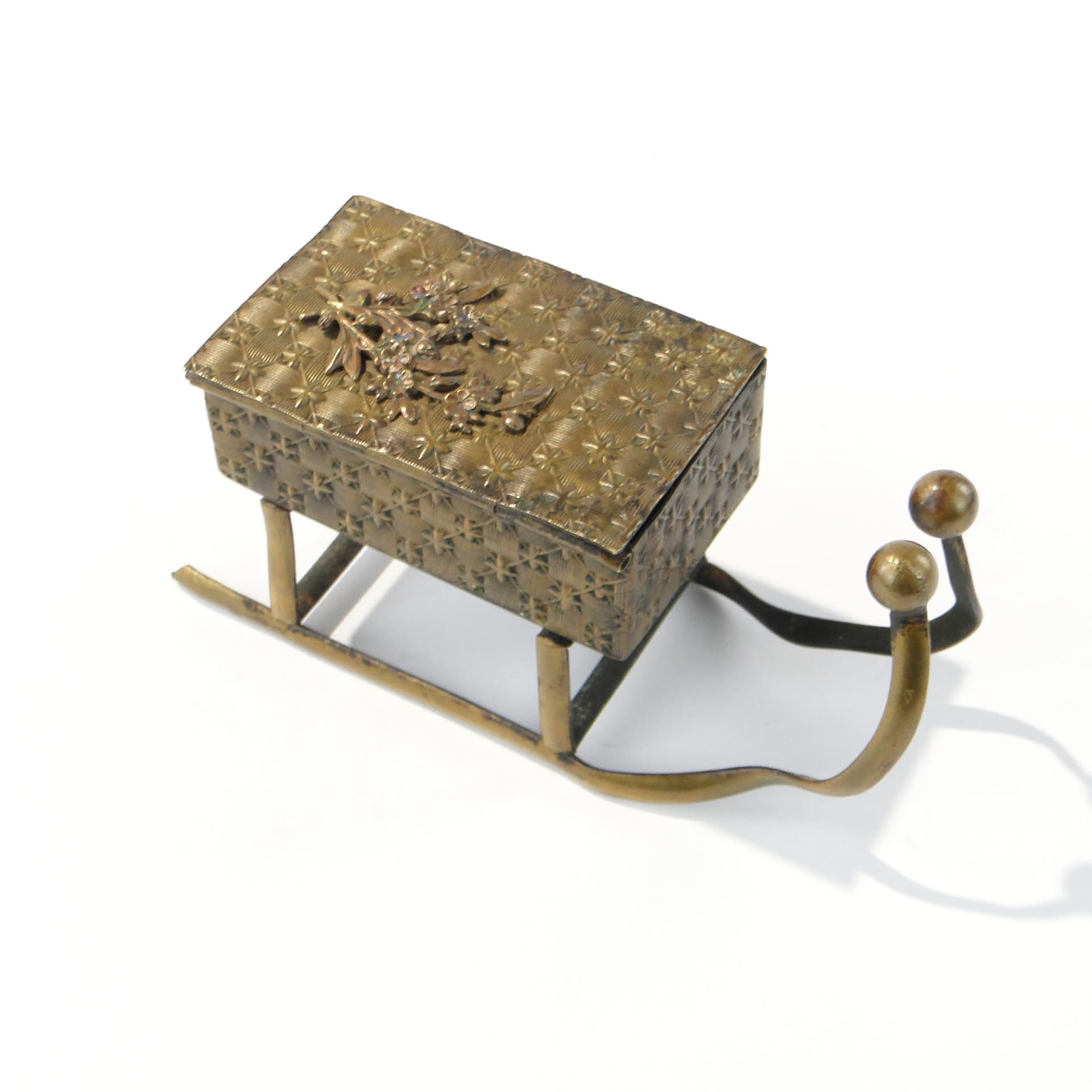 Francuskie pudełko na biżuterię w kształcie sani, XIX w - 167655