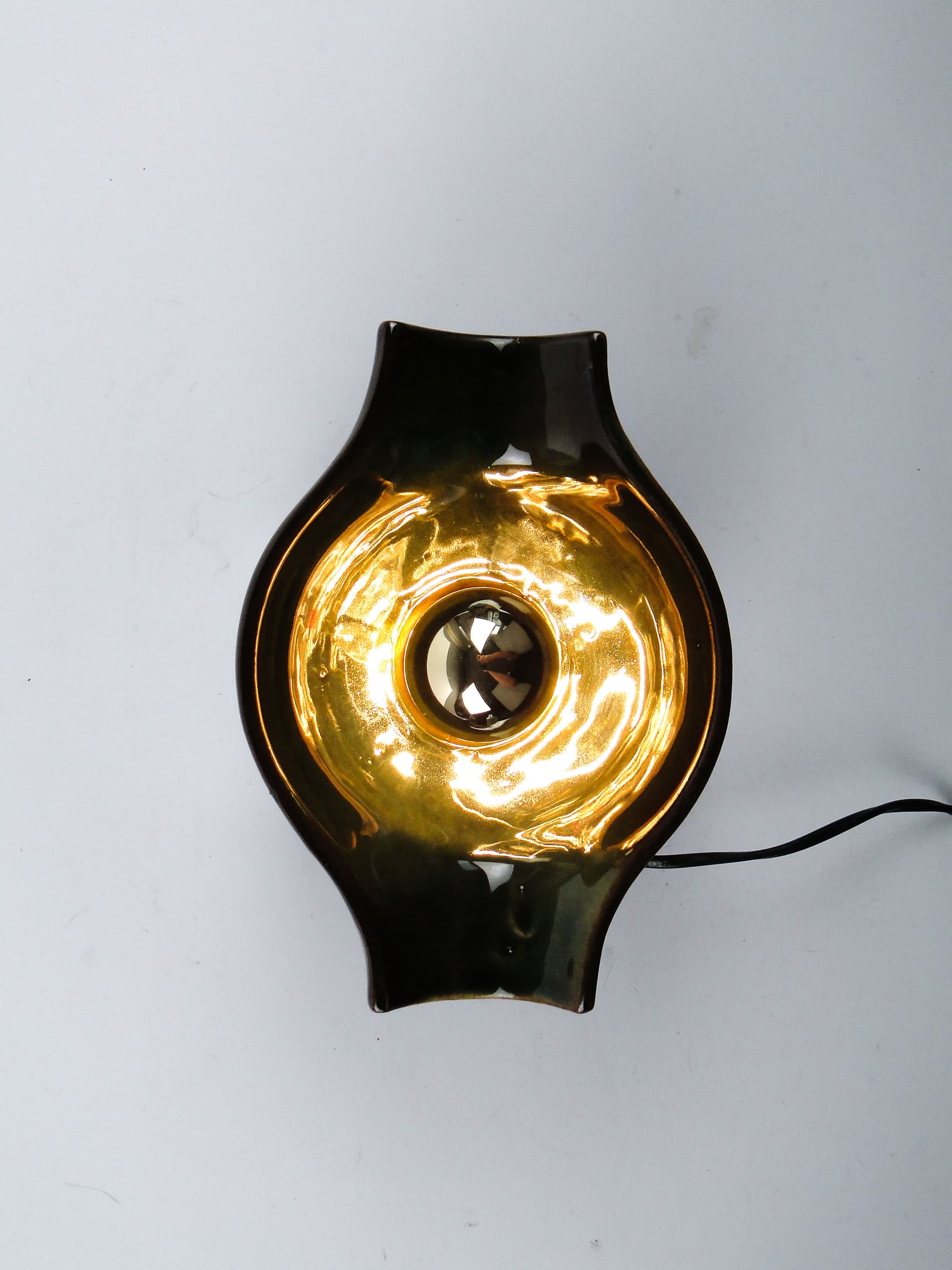 Kinkiet, ceramika oliwkowa, proj. A. Sadulski, Polska, lata 70. - 1224