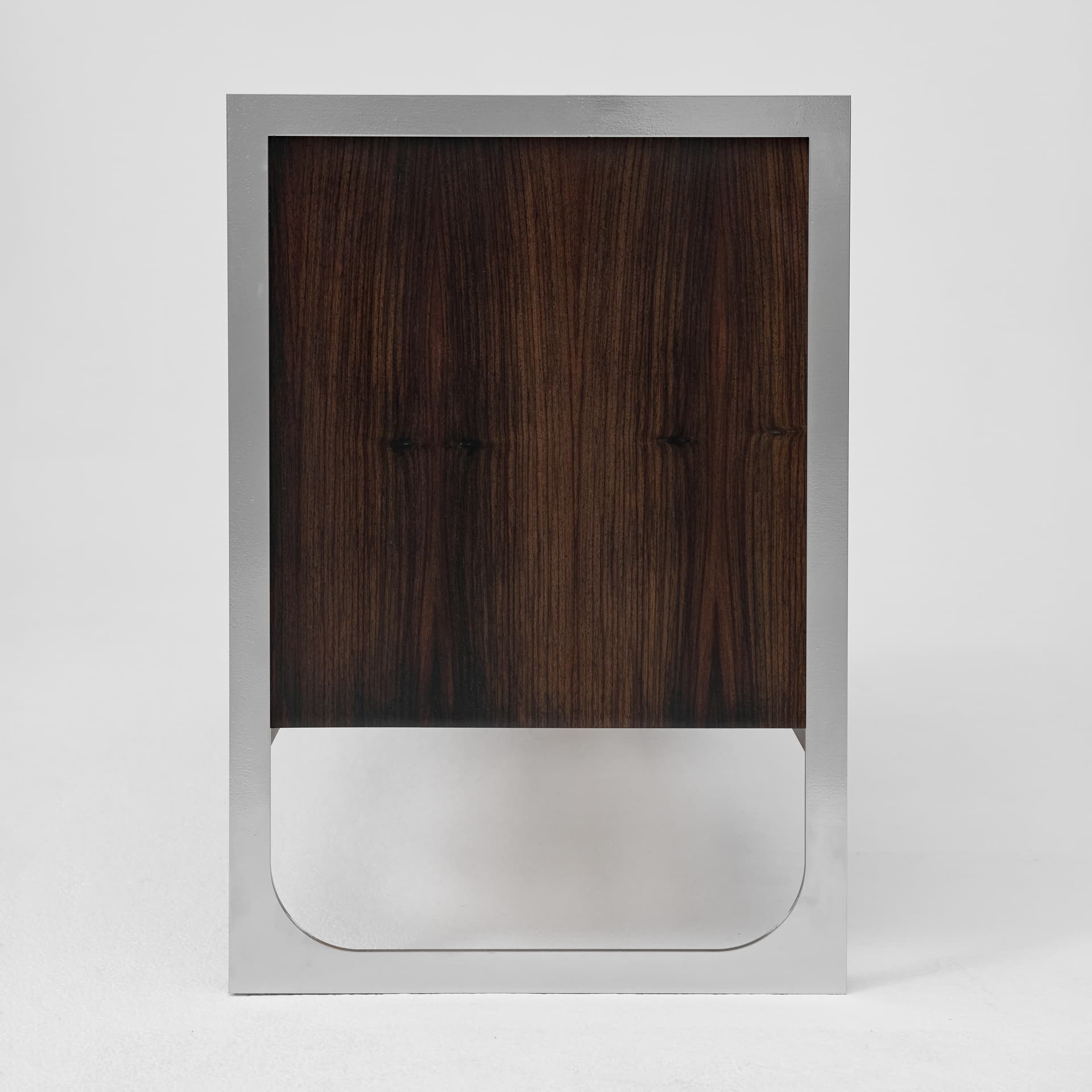 Komoda relief, heban ivory white, stal srebrna, Niemcy, lata 60. - 167905