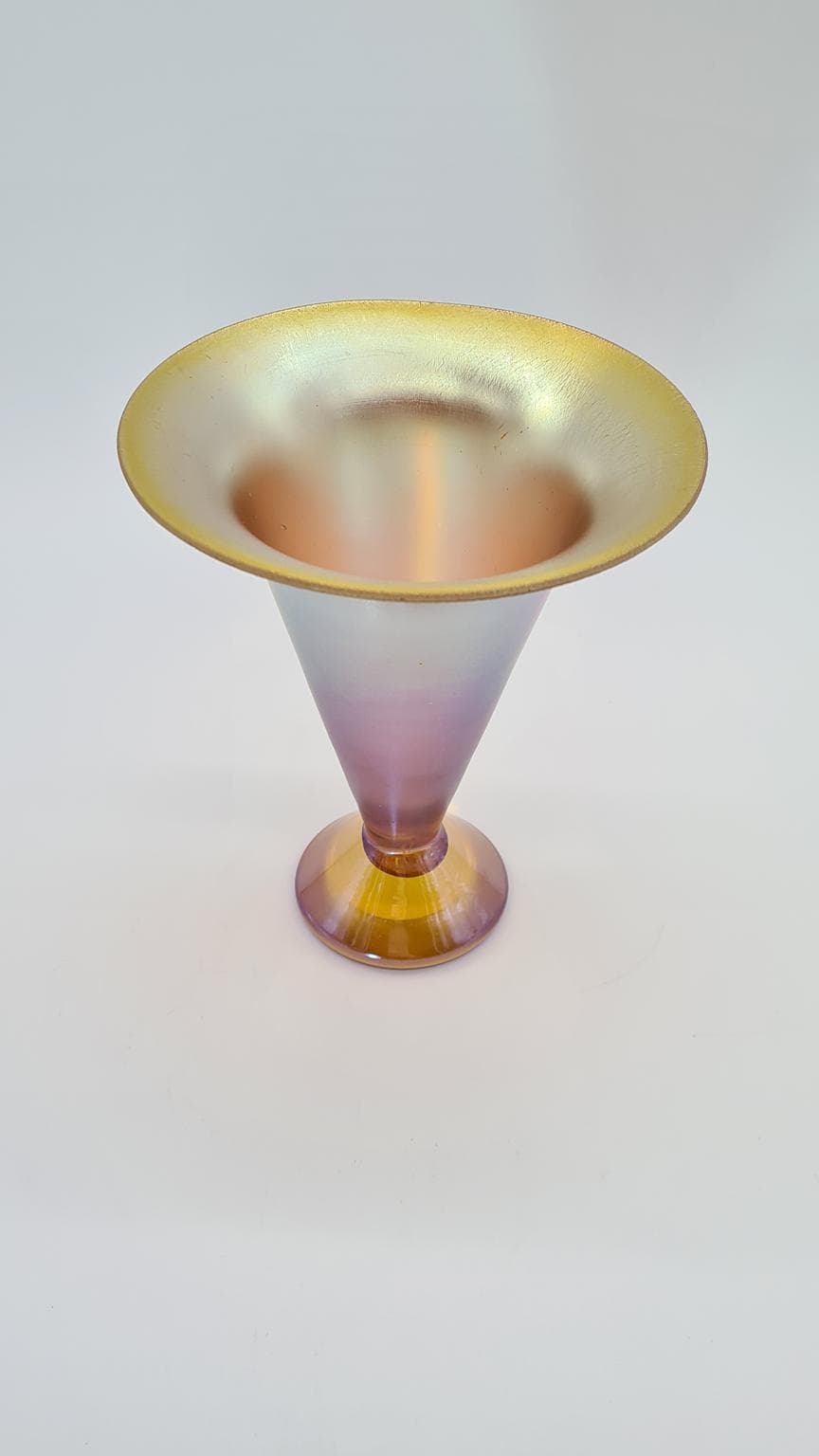 Vase Myra, multicolor iridescent glass, WMF, Germany, 1920s. - 167931