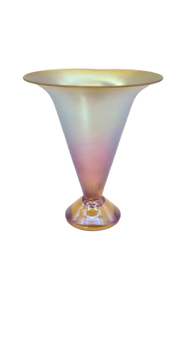 Vase Myra, multicolor iridescent glass, WMF, Germany, 1920s. - DIMENSION
