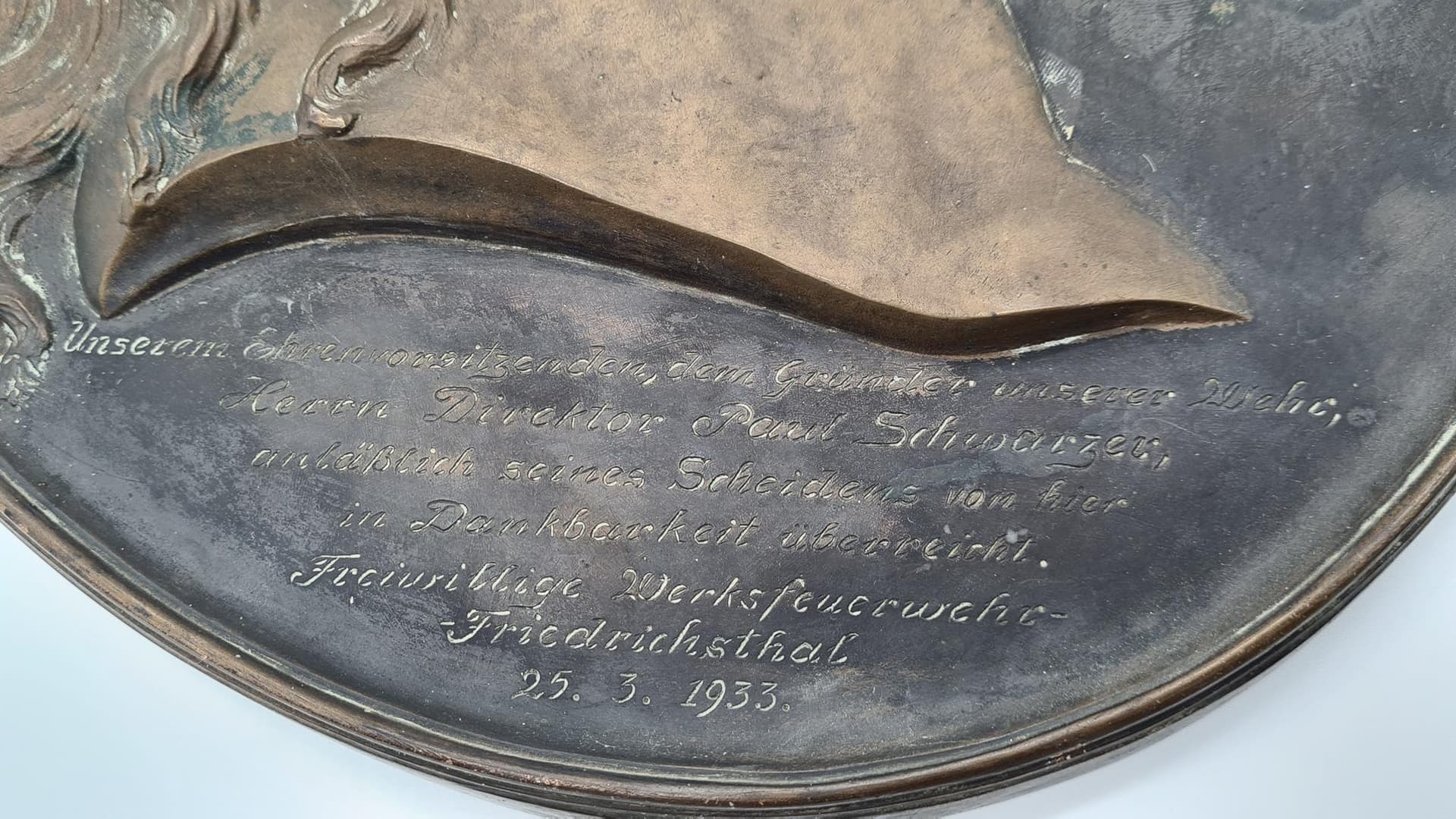 Płaskorzeźba portretowa, brąz ciemnobrązowy, Niemcy, lata 30. - 167939