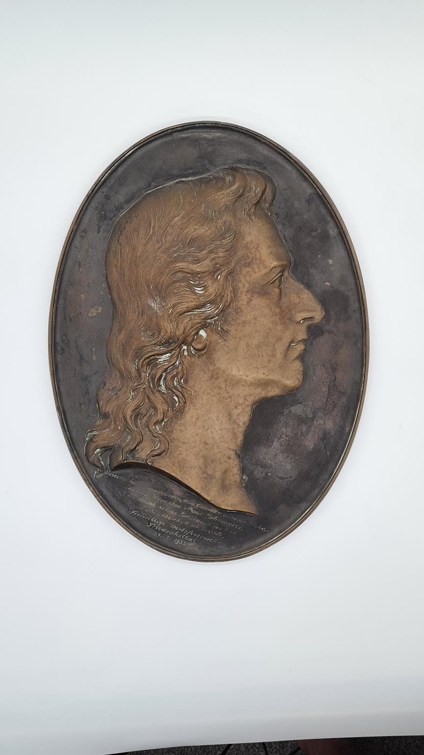 Płaskorzeźba portretowa, brąz ciemnobrązowy, Niemcy, lata 30. - 167942