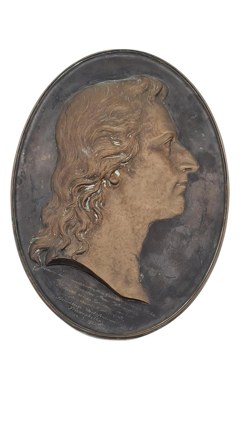 Płaskorzeźba portretowa, brąz ciemnobrązowy, Niemcy, lata 30.