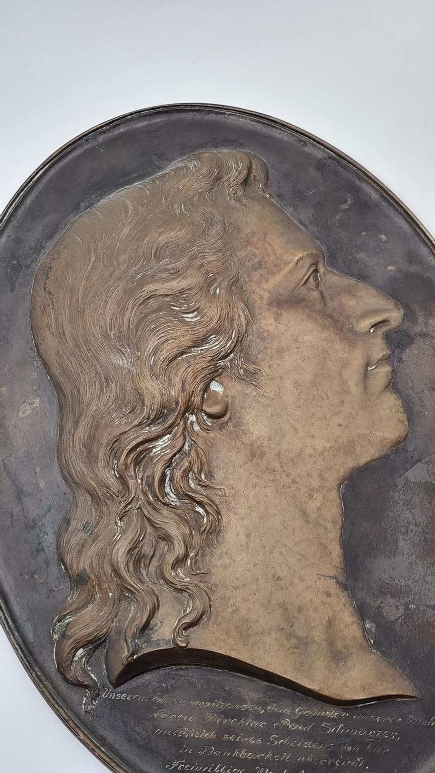 Płaskorzeźba portretowa, brąz ciemnobrązowy, Niemcy, lata 30. - 167944