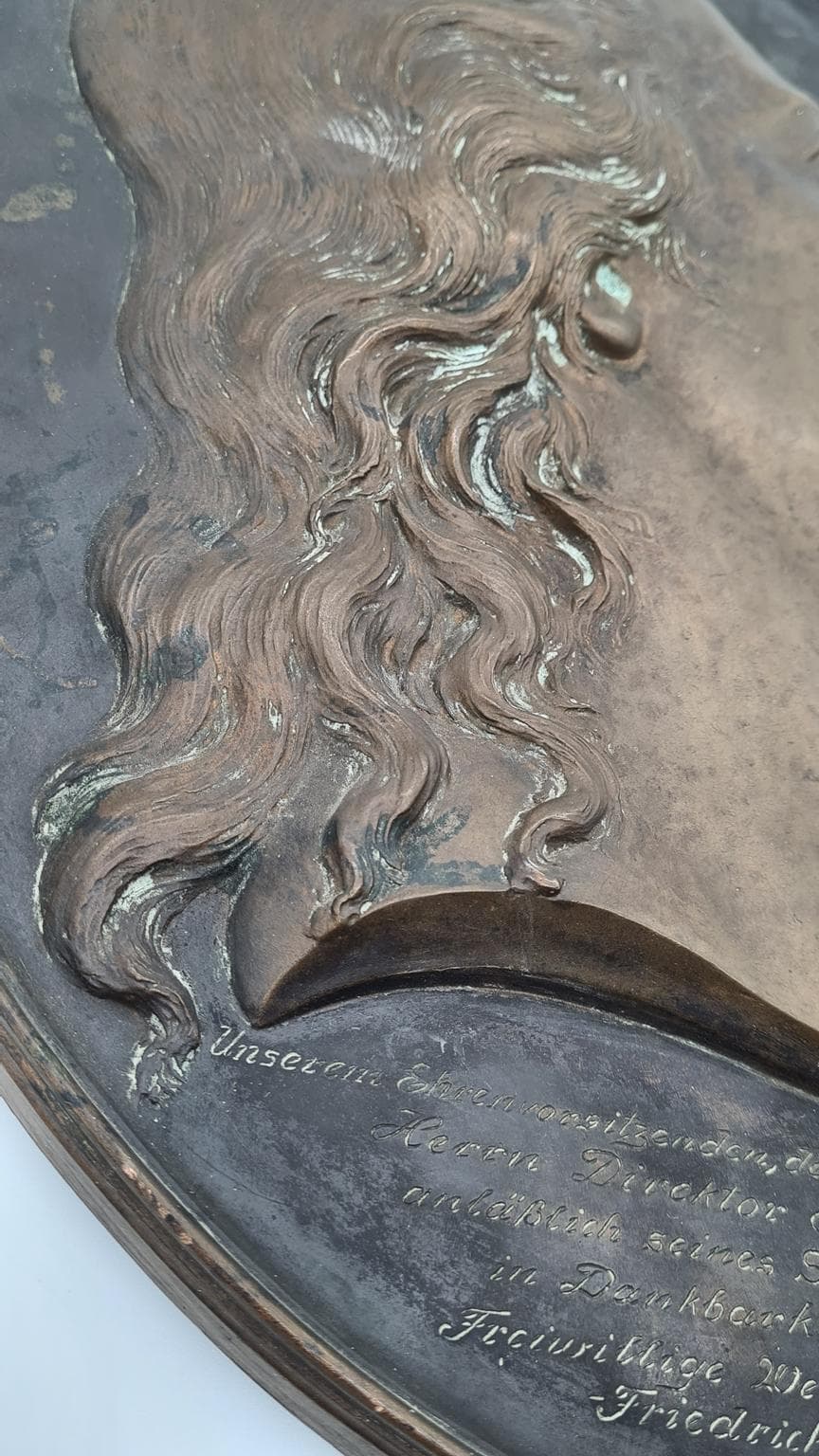 Płaskorzeźba portretowa, brąz ciemnobrązowy, Niemcy, lata 30. - 167941