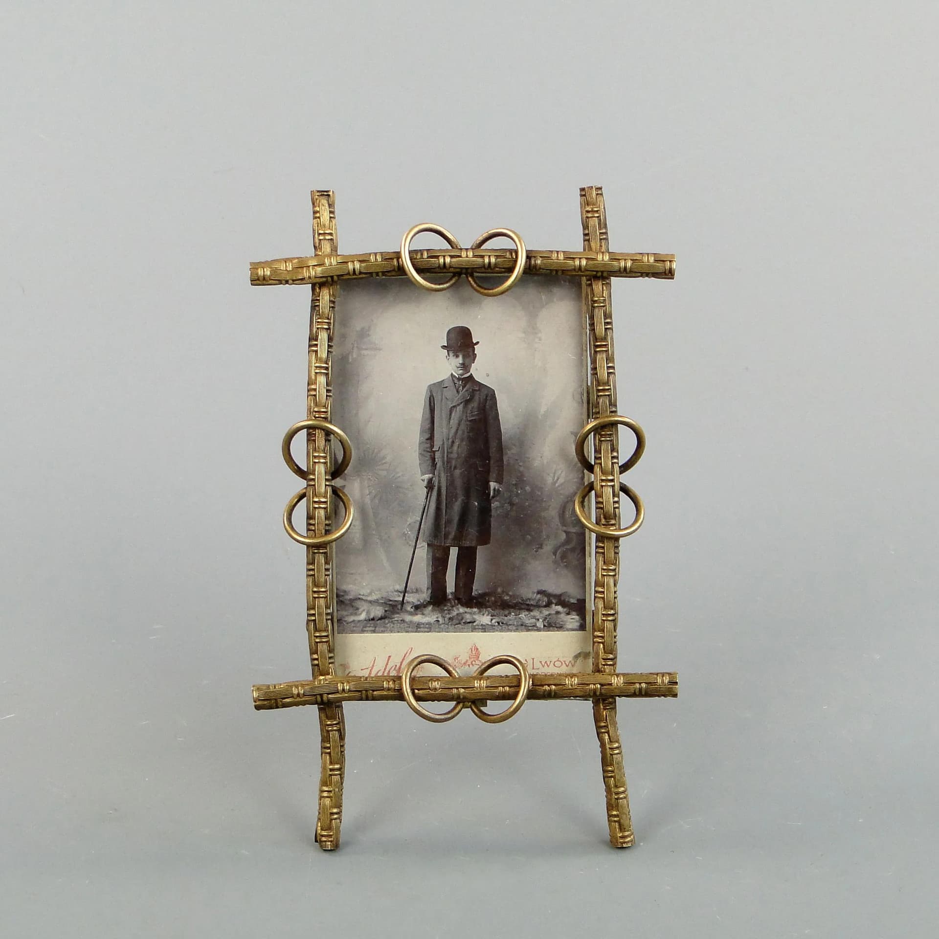 Photo frame, Art Nouveau, gilded brass golden, Austria-Hungary, early 20th c. - 10932