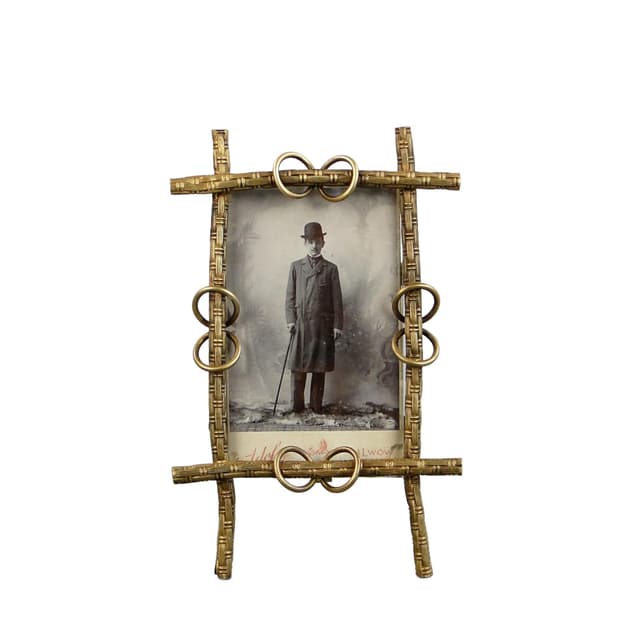 Photo frame, Art Nouveau, gilded brass golden, Austria-Hungary, early 20th c. - DIMENSION