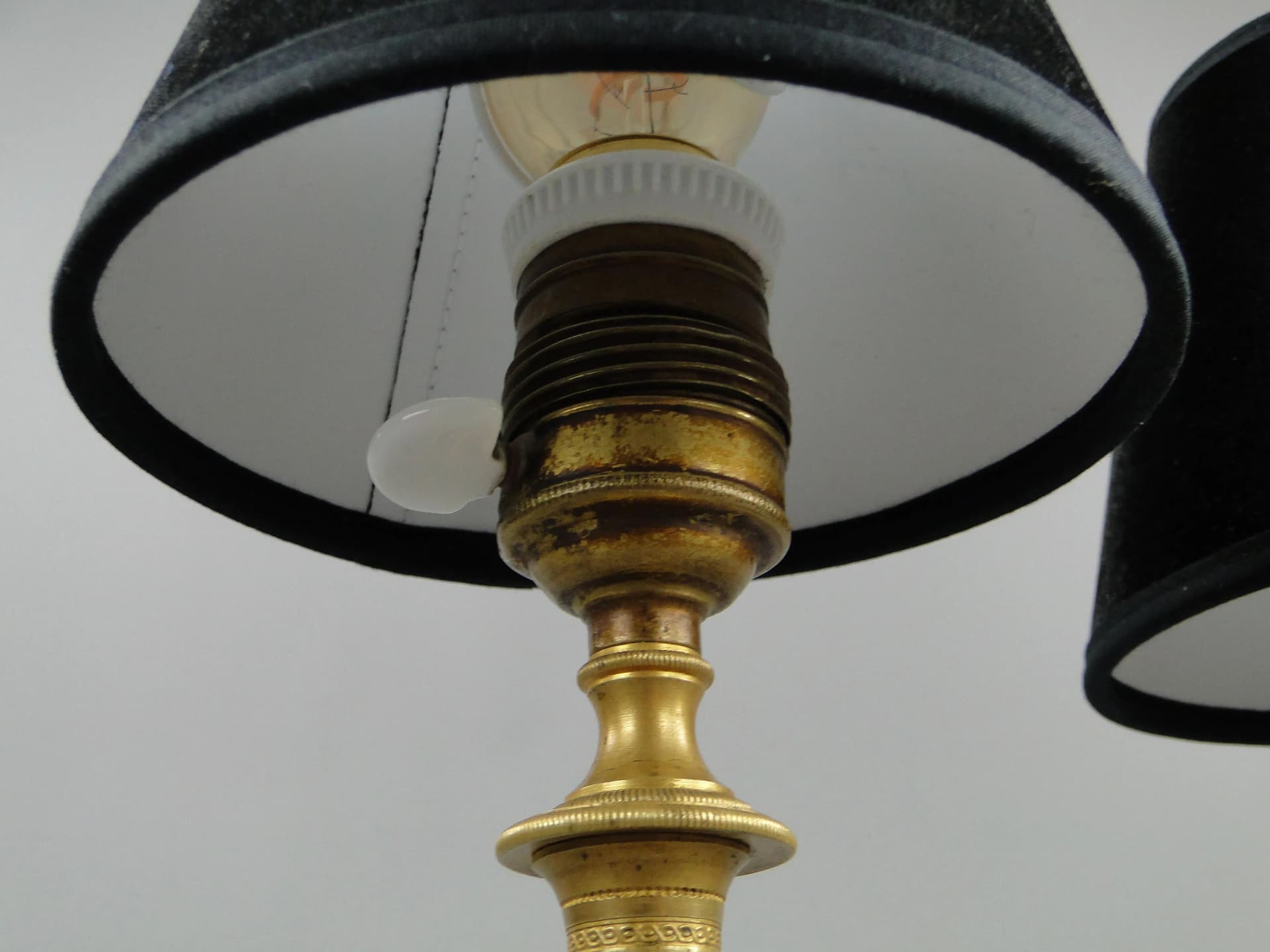 Pair of Empire Table Lamps, patinated dark brown bronze, gilt, Poland, 19th c. - 10919