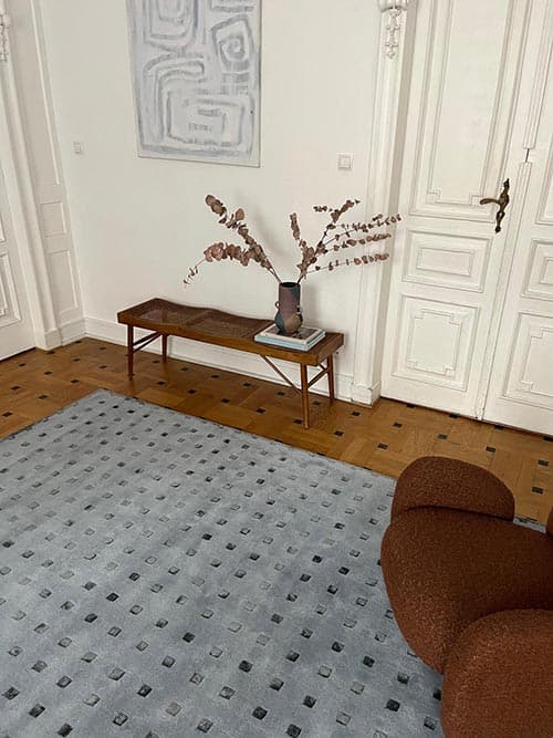 Dywan Delta Grey Blue 240x340 cm, proj. M. Fornal, szary, niebieski, wełna, wiskoza, Carpets & More - 168141