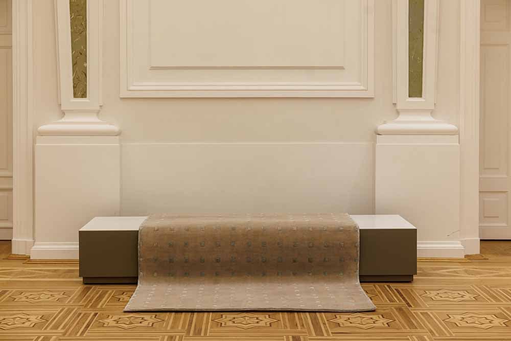 Dywan Delta Beige Mint 200x300 cm, proj. M. Fornal, beżowy, miętowy, wełna, wiskoza, Carpets & More - 168105