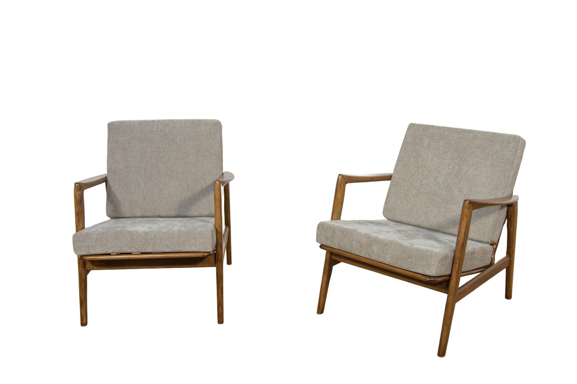 Para foteli 300-139, szary, buk, Swarzędzka Fabryka Mebli, Polska, lata 60.