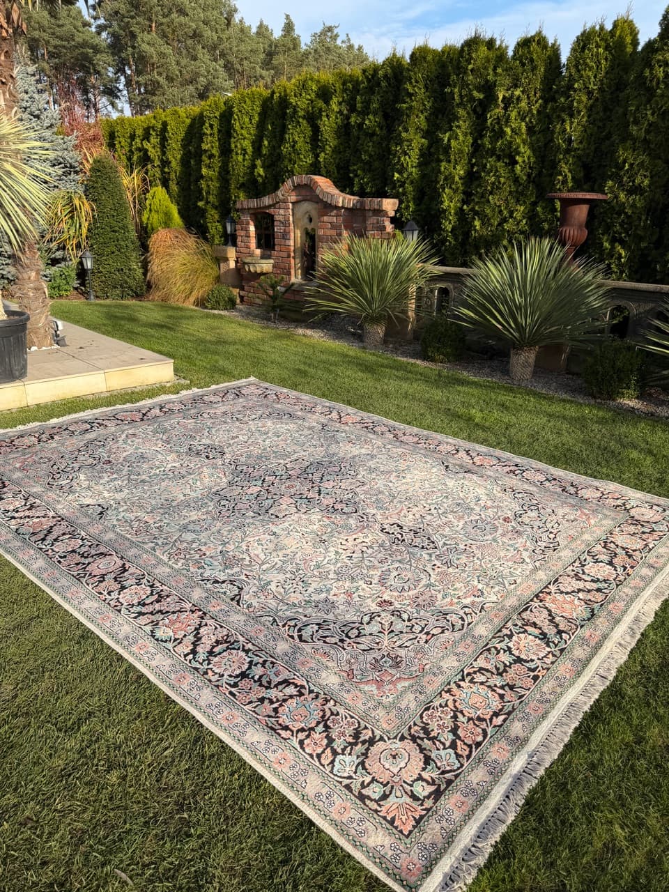 Rug Ghoum, 380x270 cm, ivory, silk, India - 168304