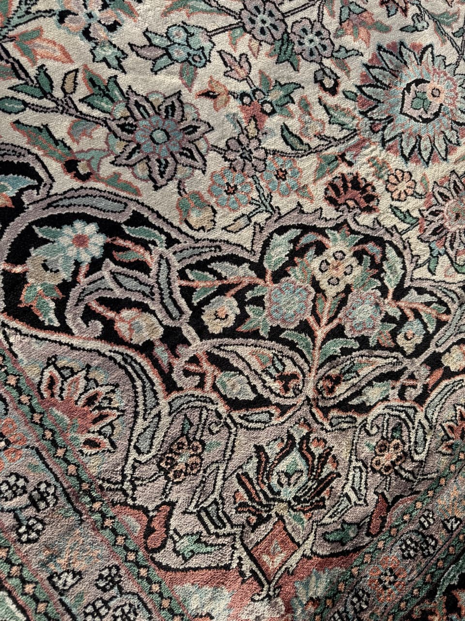 Rug Ghoum, 380x270 cm, ivory, silk, India - 168302