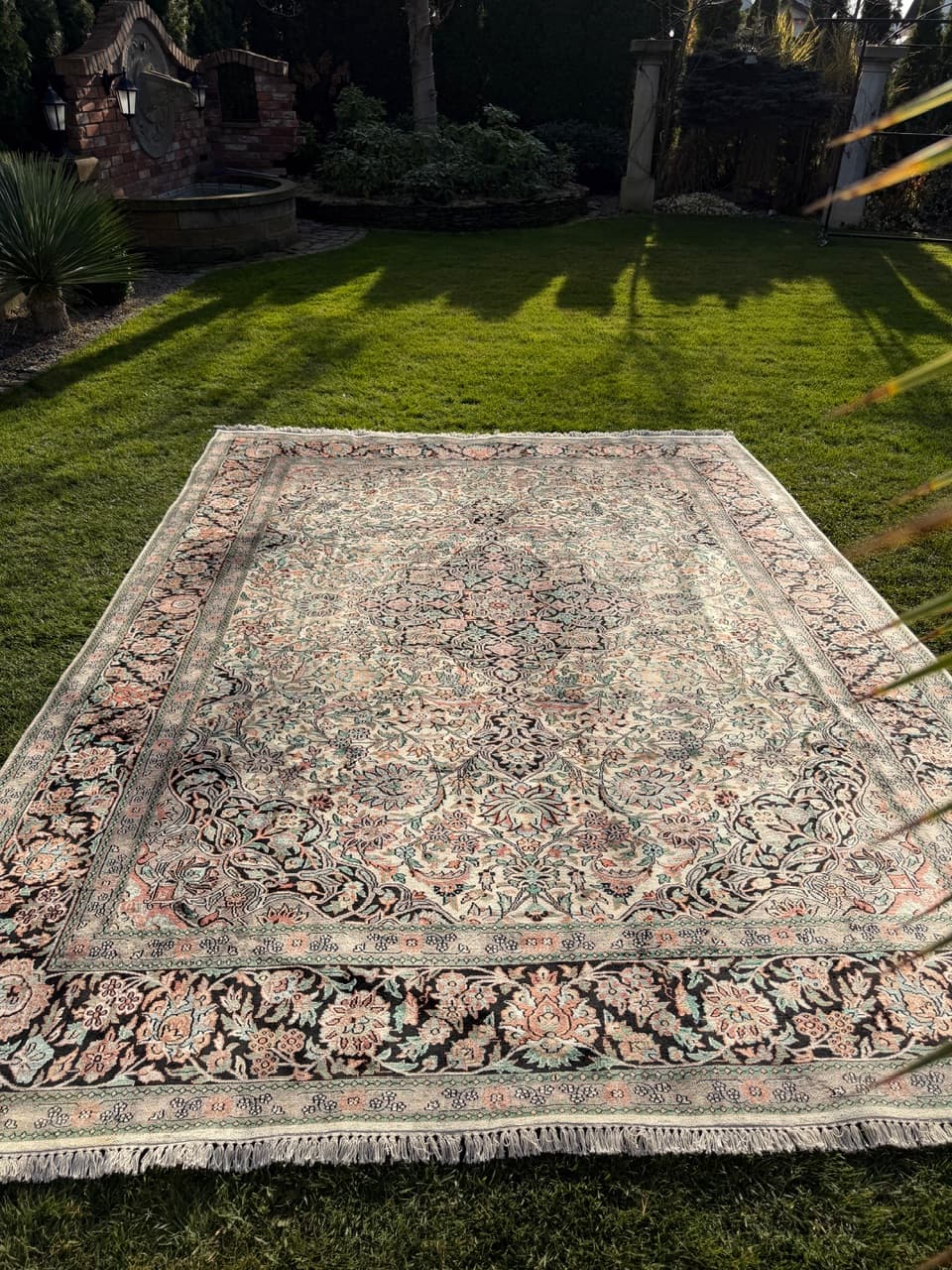 Rug Ghoum, 380x270 cm, ivory, silk, India - 168305