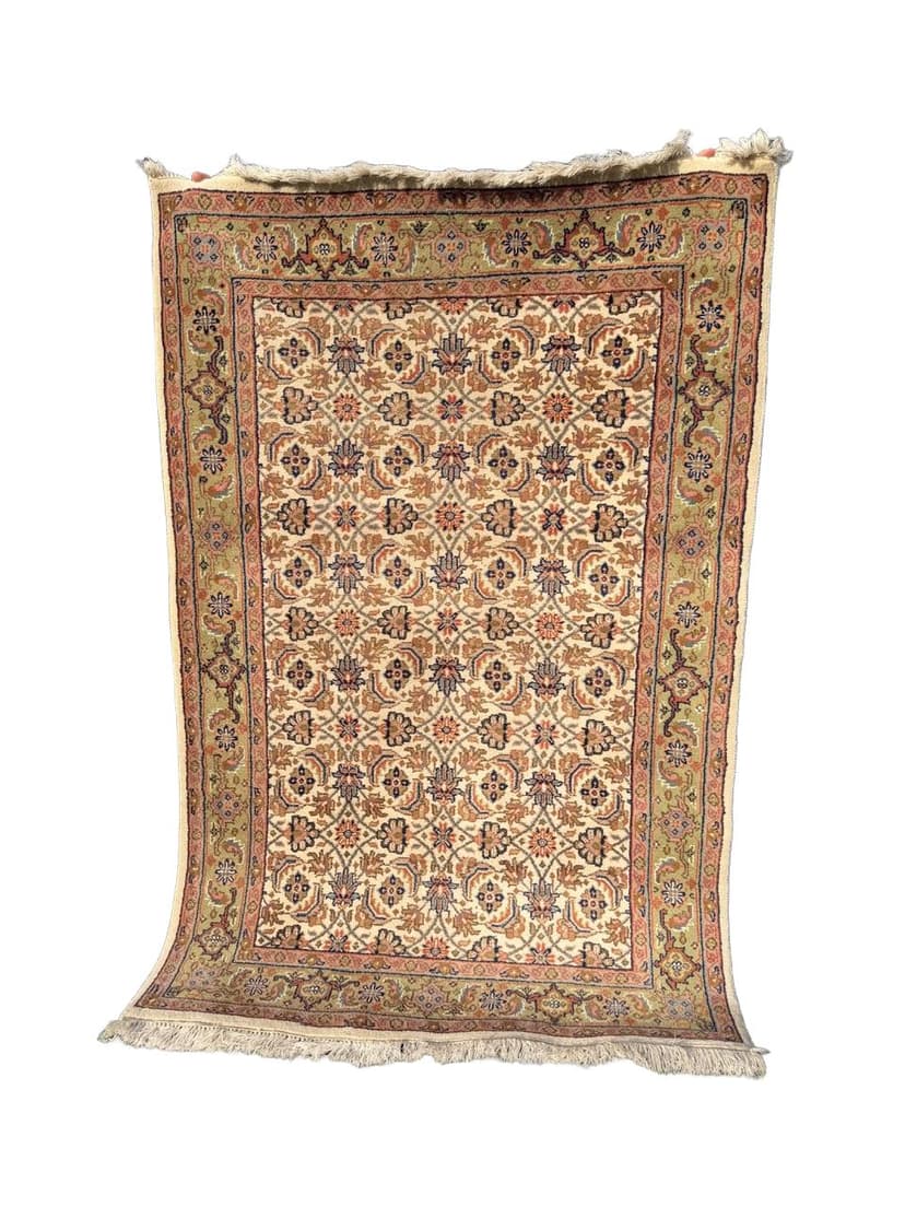 Dywan Indo Herati, beżowy, wełna, Indie