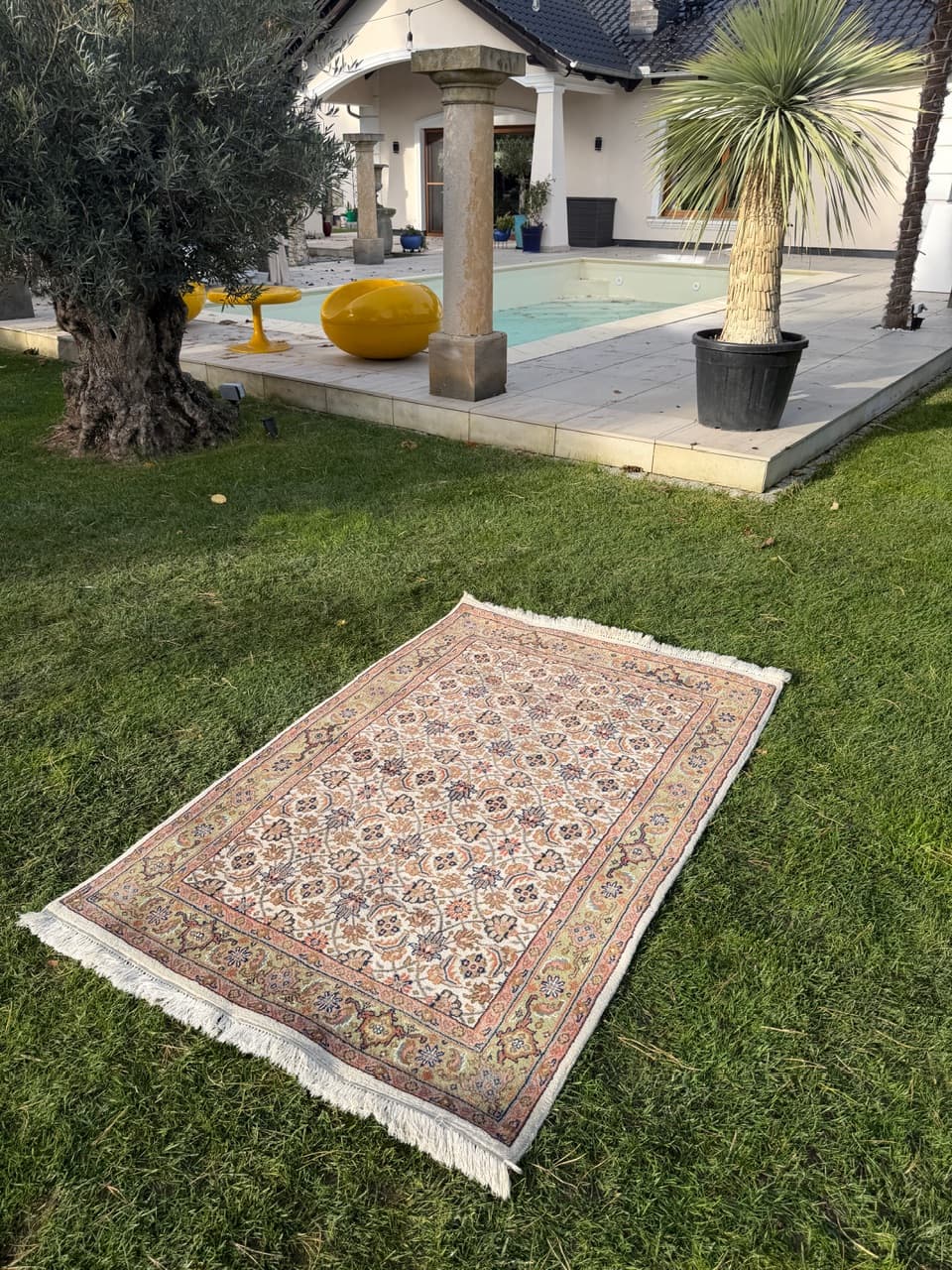 Dywan Indo Herati, beżowy, wełna, Indie - 168314