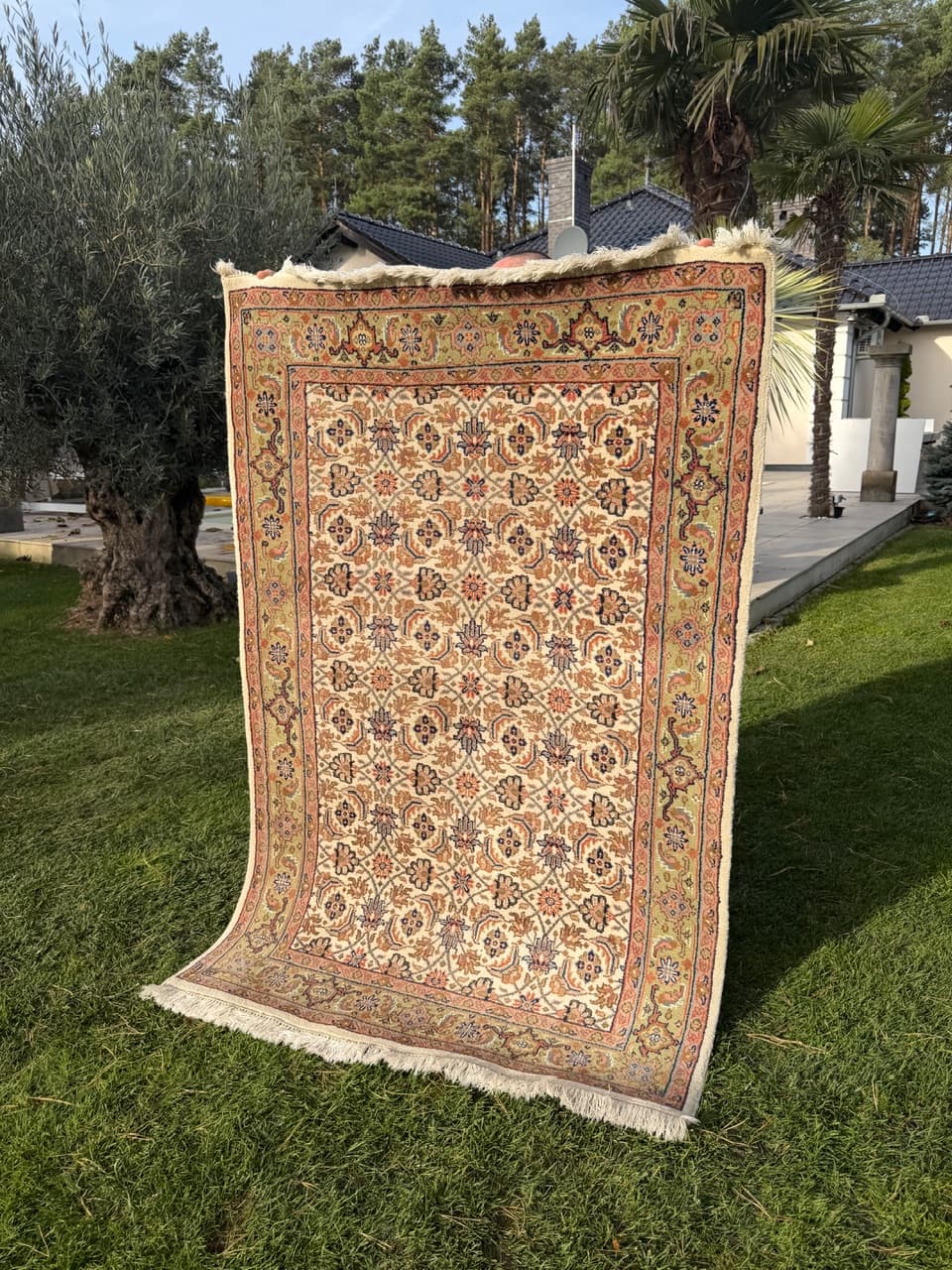 Dywan Indo Herati, beżowy, wełna, Indie - 168319