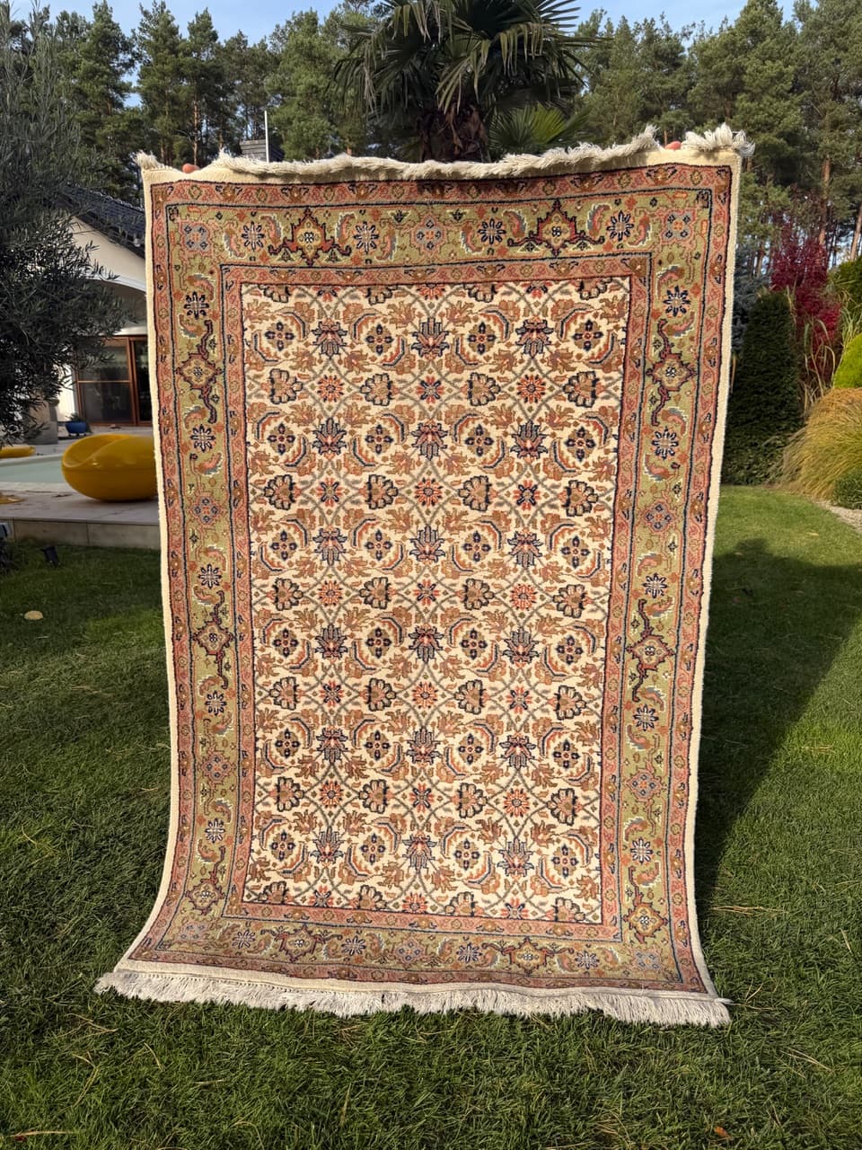 Dywan Indo Herati, beżowy, wełna, Indie - 168308