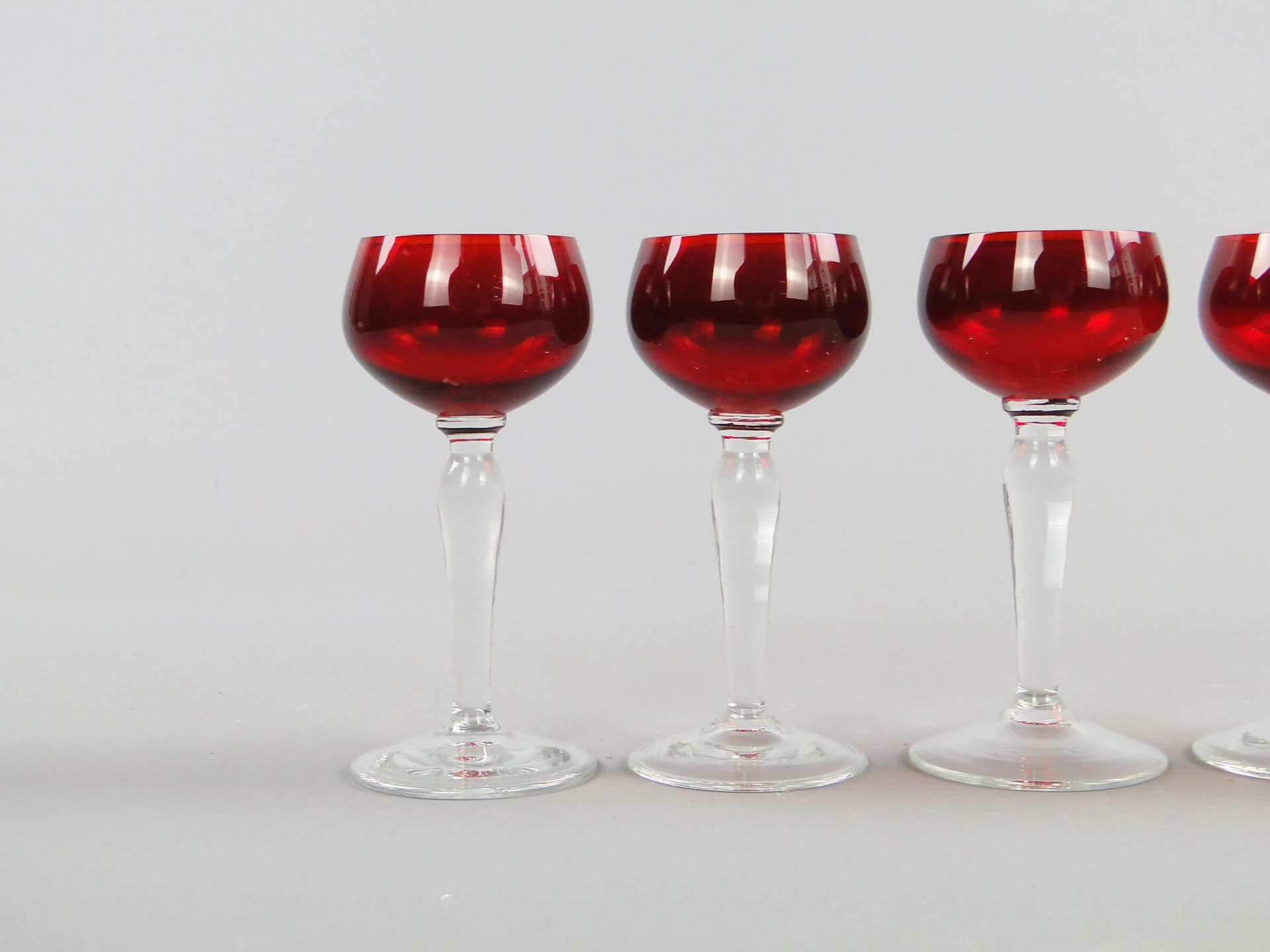 Set of liqueur glasses, ruby, glass, Denmark, 1960s - 11033