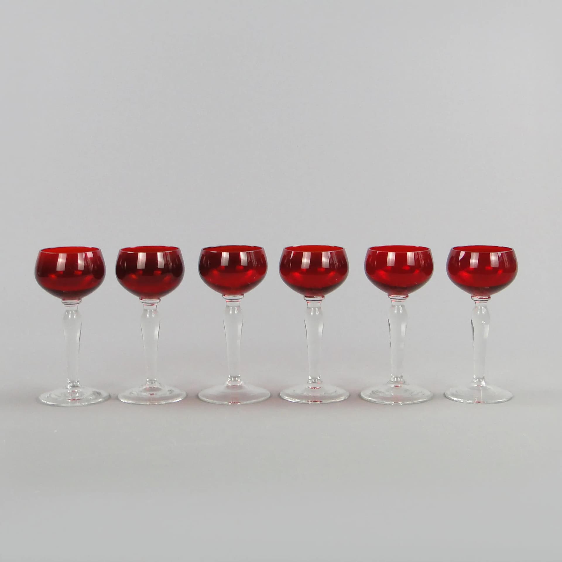 Set of liqueur glasses, ruby, glass, Denmark, 1960s - 11031